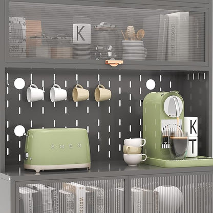 73‘’ Tall Kitchen Metal Pantry Cabinet, Pantry Storage Cabinet with Microwave Shelf and Door, Hutch for Kitchen, Dining Room, Living Room