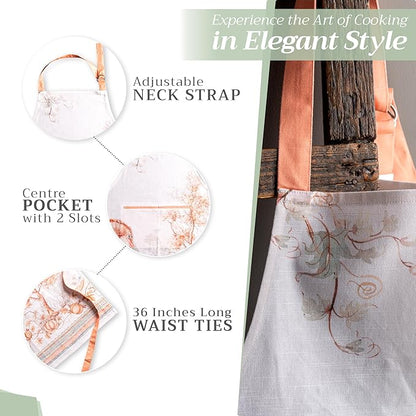Maison d' Hermine 100% Cotton Apron for women with Pocket Kitchen Chef Apron for Men Cooking Mothers Day Gifts