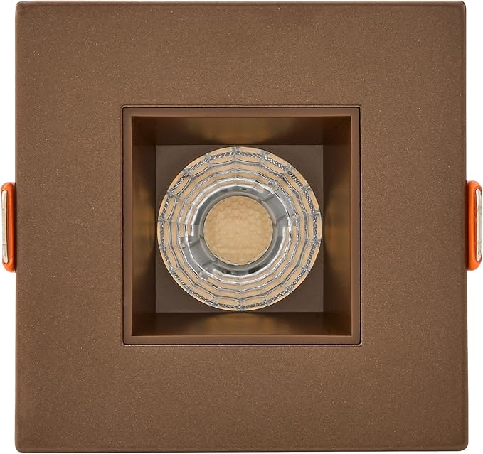 Maxxima 2 in. Ultra-Thin Recessed Anti-Glare LED Downlight - Canless IC Rated, 550 Lumens, 5 Color Temperature Selectable 2700K/3000K/3500K/4000K/5000K, Dimmable Square Bronze Trim, 90 CRI