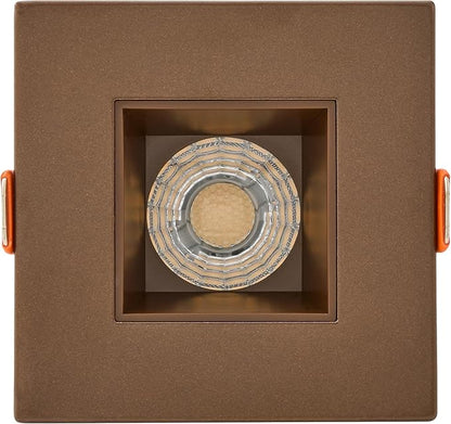Maxxima 2 in. Ultra-Thin Recessed Anti-Glare LED Downlight - Canless IC Rated, 550 Lumens, 5 Color Temperature Selectable 2700K/3000K/3500K/4000K/5000K, Dimmable Square Bronze Trim, 90 CRI
