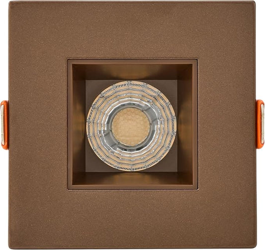 Maxxima 2 in. Ultra-Thin Recessed Anti-Glare LED Downlight - Canless IC Rated, 550 Lumens, 5 Color Temperature Selectable 2700K/3000K/3500K/4000K/5000K, Dimmable Square Bronze Trim, 90 CRI