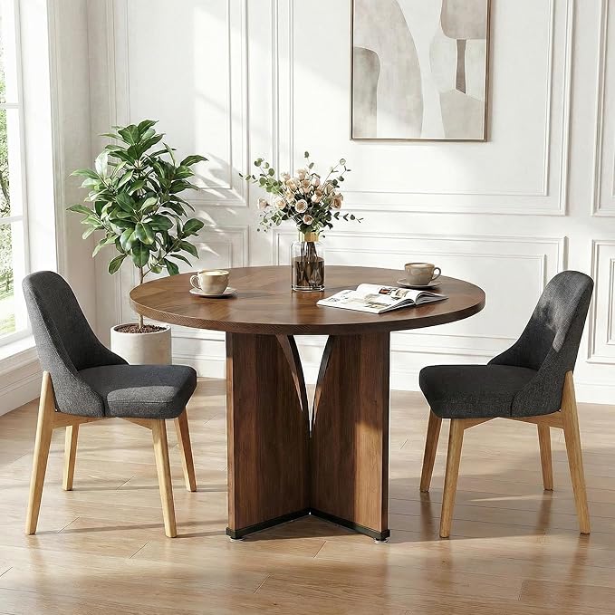 Casaphoria Set of 2 Upholstered Dining Chairs, Dark Grey Fabric Kitchen Chairs with Oak Wood Legs, Modern Accent Chairs for Dining Room, Living Room or Kitchen