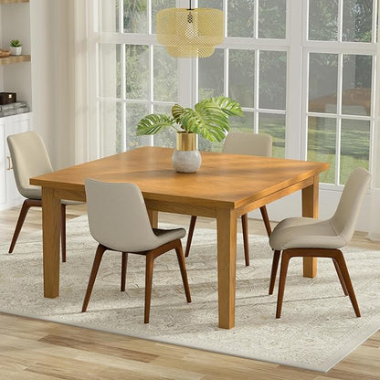 SIMPLIHOME Eastwood Dining Table - 54 inch Wide Solid Oak Veneer Square Table, Contemporary Style for Dining Room or Kitchen with Thick Top and Clean-Lined Legs, Seats 8