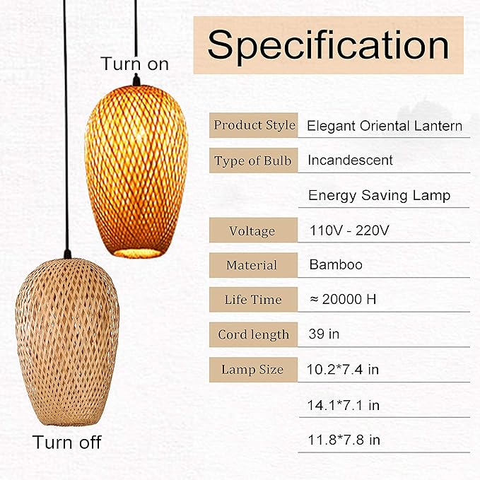 GXF Bamboo Pendant Light, 3 Headlights Retro Japanese Style E27 Natural Bamboo Chandelier Hanging Light Ceiling Lighting Fixture for Living Room Bedroom Restaurant Cafe Teahouse Bar Dining Room Club
