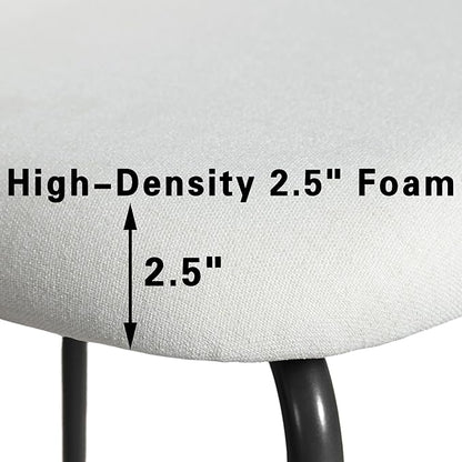 Casaphoria Dining Chairs Set of 2, Modern White and Black Upholstered Accent Chairs with Metal Legs, Ergonomic Comfy Vanity Chair for Kitchen, Living Room, and Bedroom