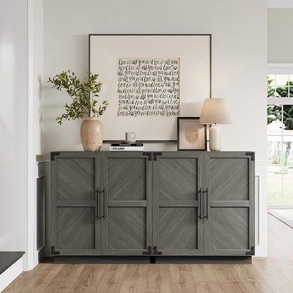 SICOTAS 92" Sideboard Buffet Cabinet with Storage – Extra Wide Farmhouse Credenza with Doors & Adjustable Shelves for Living Room, Entryway