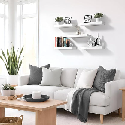 Sorbus Floating Shelves for Wall – 16 Inch Floating Shelf for Kitchen, Bedroom, Living Room, Bathroom, Home & Wall Decor - Mounted Bathroom Shelves with Invisible Brackets (White, 2 Pack)