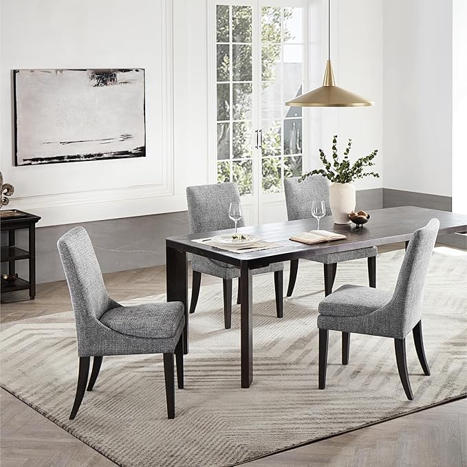 KISLOT Upholstered Dining Chairs Modern Sidechair Performance Fabric High Back Armlesschair for Diningroom Kitchen,Dark Grey,Set of 2(1 Box)