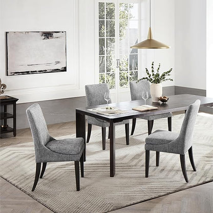 KISLOT Upholstered Dining Chairs Modern Sidechair Performance Fabric High Back Armlesschair for Diningroom Kitchen,Dark Grey,Set of 2(1 Box)