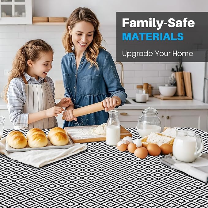 Coavas Shelf and Drawer Liner, Non Slip Extra Grip Non Adhesive Waterproof Thickened Cabinet Mat, Easy Cut for Kitchen Pantry Bathroom Dresser Cupboard (Black Rhombic, 24IN x 20FT)