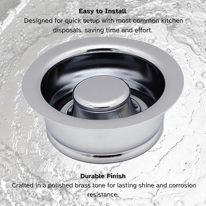 Westbrass A2165-26 4-1/4" OD Post Style Large Kitchen Basket Strainer with Waste Disposal Flange and Stopper Drain Set, Polished Chrome