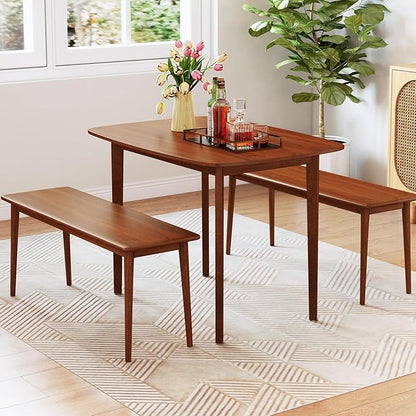 Giantex 43" x 31" Dining Table with Rubber Wood Legs, Load 200Lbs, Easy Assembly, Rectangular Kitchen Table for 2-4, Small Place, Dining Room, Dinette, Living Room, Restaurant, Apartment, Walnut