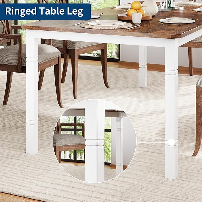 GAOMON Dining Table for 6-8 People - 78.7" Farmhouse Rustic Industrial Kitchen Table with Sturdy Metal Frame & Chamfered Corners, Wood Tabletop for Dining Room, Breakfast Nook, Small Space