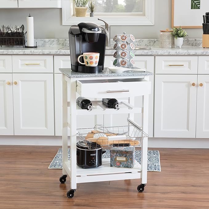 Linon Kitchen Island, White, 22.88 x 15.75 x 33.88