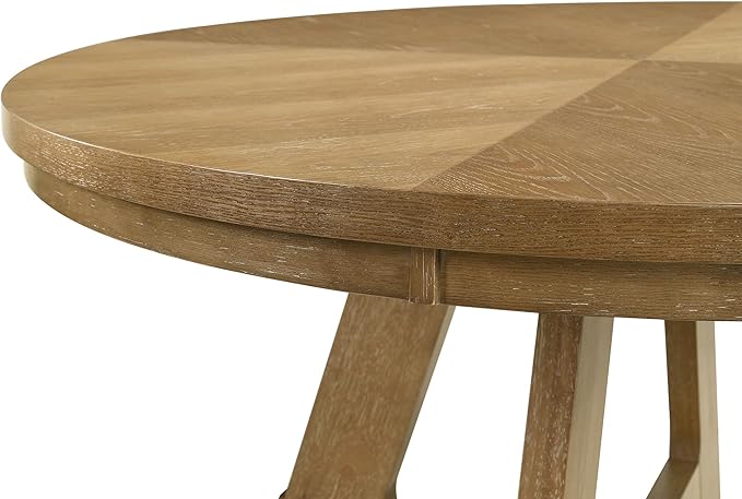 Coaster Home Furnishings - Danvers - Wood - 54-Inch Round Dining Table with Flared Legs and Veneer Pattern - Dining Room & Home Kitchen - Brown Oak - 109150