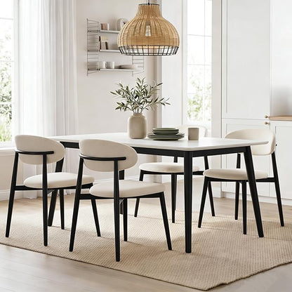 UVV Dining Chairs Set of 8, Metal Kitchen Chairs with Modern Fabric Upholstered for Dining Room, Beige