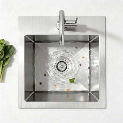 15x15x9 Inch Drop In Bar Sink, 18 Gauge T304 Stainless Steel Topmount Kitchen Sink for RV, Outdoor BBQ, Wet Bar, Laundry & Utility - Rust-Proof Single Bowl with Basket Strainer