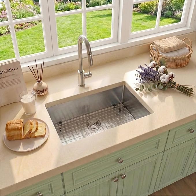 RV Kitchen Sink 25 X 15 inch,Undermount Kitchen Sink with 7 inch Depth,Stainless Steel Kitchen Sinks for RV,Outdoor Caming Van Sink