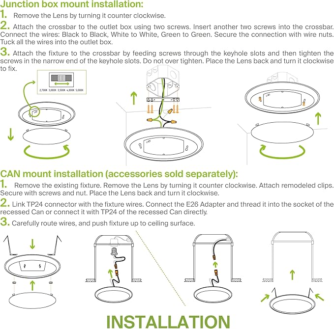 ASD 6 Pack LED Disk Lights 4 Inch, 10W 4000K Cool White 650LM CRI90+, Dimmable Flush Mount Ceiling Light Fixture, Low Profile Surface Mount Disc, Junction Box or Recessed Can Install, ETL