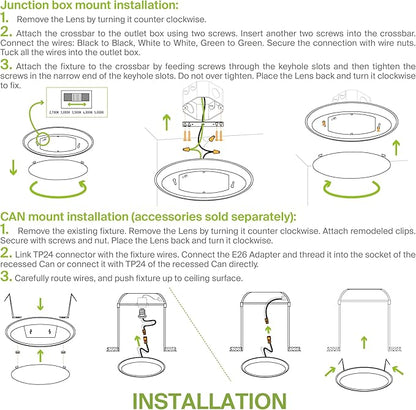 ASD 12 Pack LED Disk Lights 6 Inch, 15W 5CCT 2700K-5000K 1245LM CRI90+, Dimmable Flush Mount Ceiling Light Fixture, Low Profile Surface Mount Disc, Junction Box or Recessed Can Install, UL Energy Star