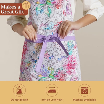 Maison d' Hermine 100% Cotton Apron for women with Pocket Kitchen Chef Apron for Men Cooking Mothers Day Gifts