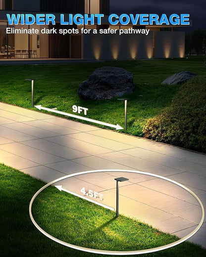 SUNVIE 5W Anti-Glare Low Voltage Pathway Lights Wired 12-24V LED Landscape Path Lights 3000K Cast-Aluminum Waterproof Outdoor Landscape Lighting with Connectors for Walkway Yard Garden, 12 Pack