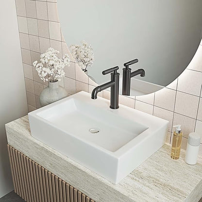 Claire 20 Rectangle Ceramic Vessel Sink, Matte White