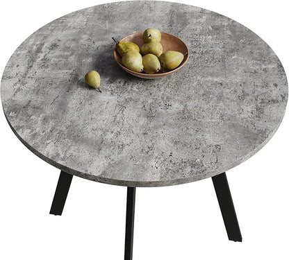 34" Industrial Dining Table, Island Table with Solid Iron Base, Rustic Dining Table with Easy-Clean Surface for Kitchen Office, Gray