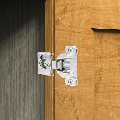 (2 Pack) 1/2 Inch Overlay Soft Close Cabinet Hinges, Kitchen Concealed Hinges for Face Frame Door, European Hinges with Brushed Nickel