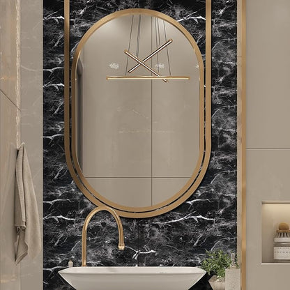 Abyssaly Black Marble Paper Granite Wallpaper 15.7" X 118" Countertop Peel and Stick Self Adhesive Thicken for Kitchen Bathroom and Furniture