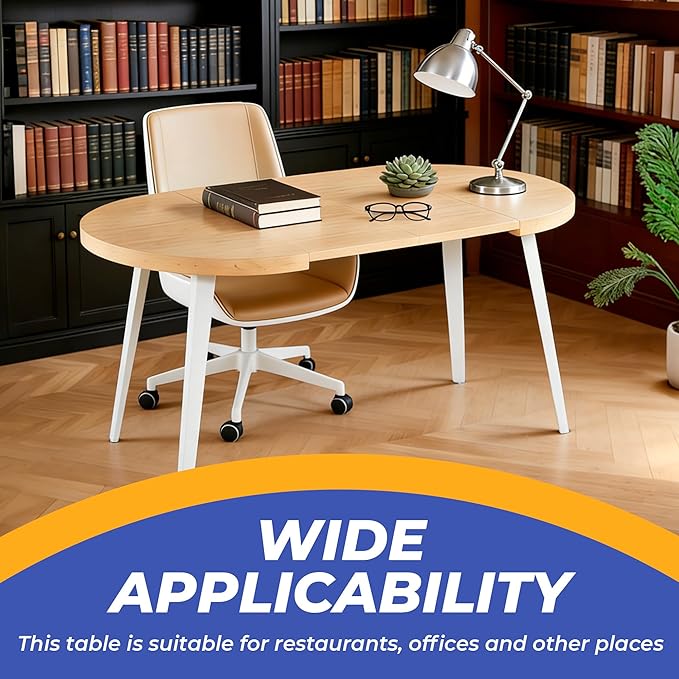 Extendable Dining Room Table, 70.87”-39.37”Large Oval Kitchen Table Set for 4 to 6 People，Wood Tabletop Foldable Tables for Conference Room (1 Table Only Oak)