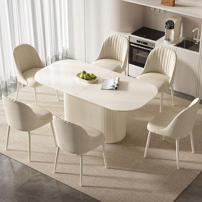 70" Rectangular Dining Table for 4-6 People, Modern Kitchen Dining Room Table, Cream White Wood Dining Table Furniture, Mid Century Large Table for Apartment Home Living Room