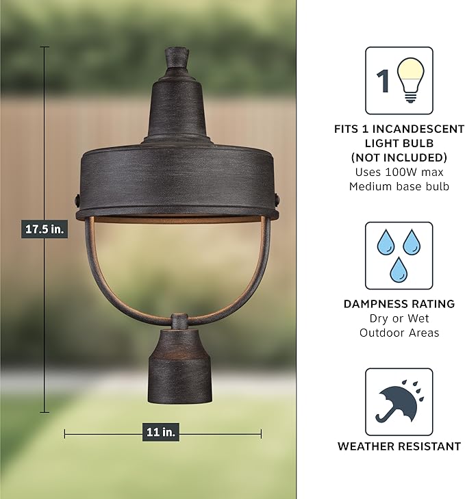 DESIGNERS FOUNTAIN 33146-WP Portland-DS Outdoor Post Lantern, Weathered Pewter