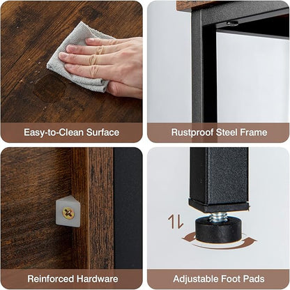 Giantex Buffet Sideboard, Wooden Cupboard, Kitchen Pantry w/Spacious Countertop, Large Open Shelf, 3 Cube Storage Cabinet, Sturdy Rustproof Steel Frame, Modern Stationary Island, Brown & Black