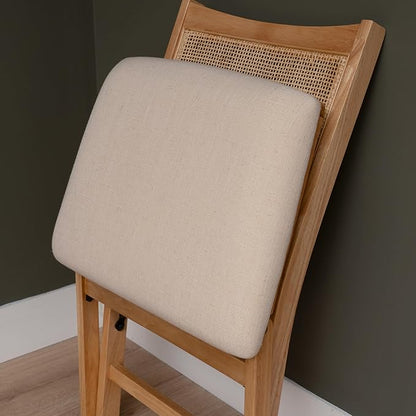 Powell Kasi Beige Rattan Cane Folding Foldable Dining Side Chair, Natural