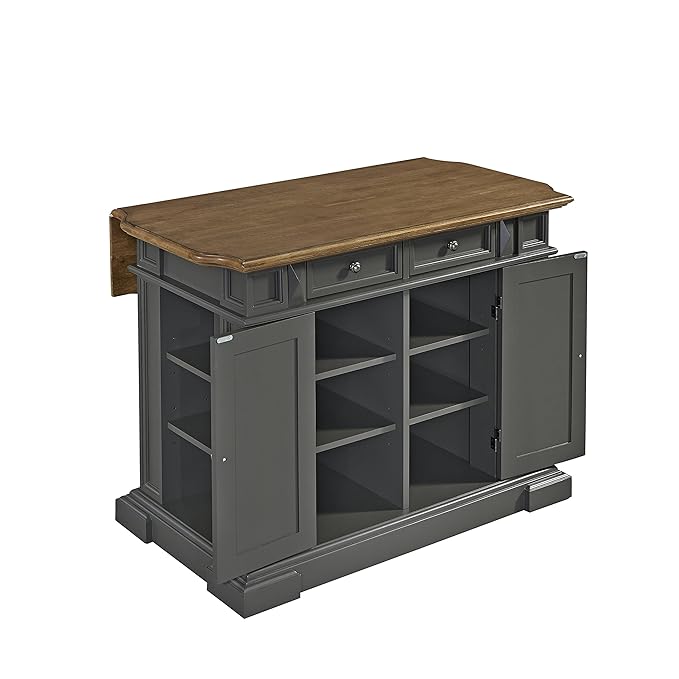 Homestyles Americana Gray Kitchen Island with Drop Leaf Breakfast Bar