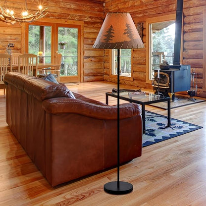Catalina Lighting 19910-000 Rustic Cabin Lodge Floor Lamp, Standing Lamp, Living Room Light for Cabin or Home, LED Bulb NOT Included, 58", Brown Print