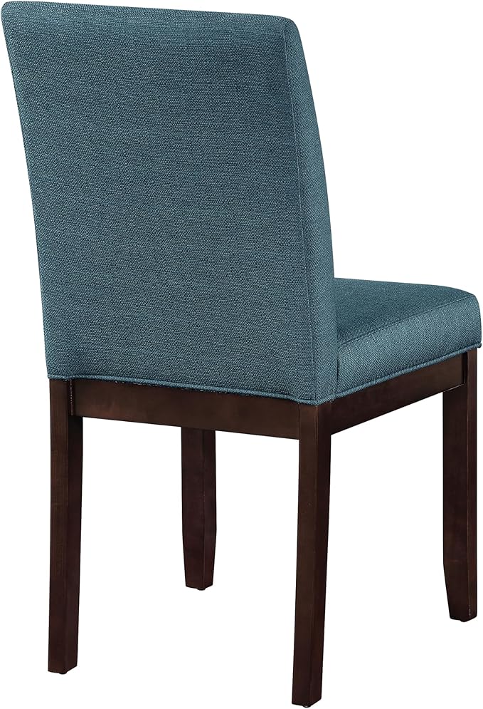 OSP Home Furnishings Dakota Upholstered Parsons Dining Chair with Espresso Finish Wood Legs, Azure Blue Fabric
