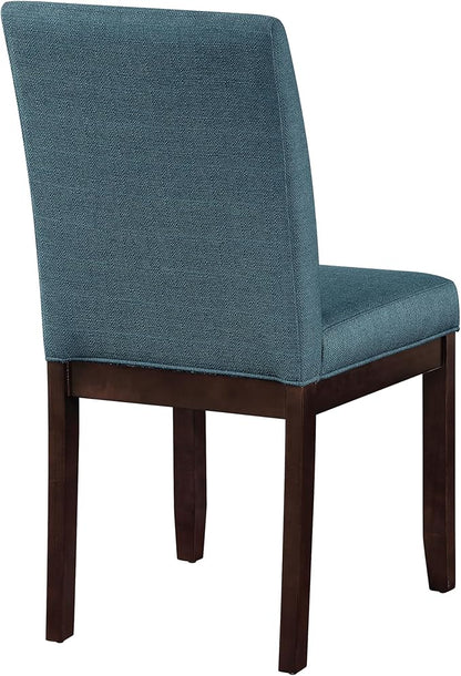OSP Home Furnishings Dakota Upholstered Parsons Dining Chair with Espresso Finish Wood Legs, Azure Blue Fabric