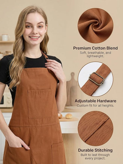 Molaxhome Split Apron with 3 Pockets,Unisex Pottery Apron with Adjustable Strap for Kitchen Ceramics