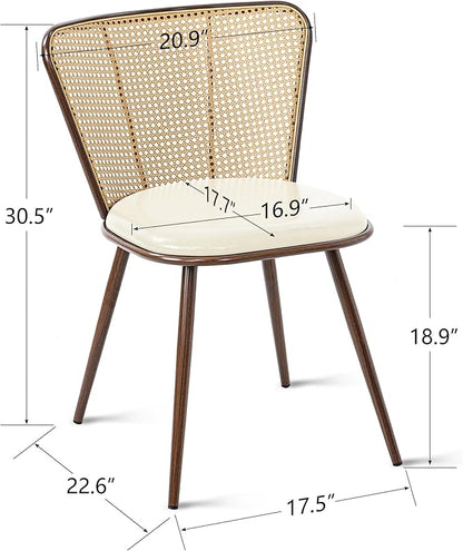 soges 18.9 Inches Dining Chairs Set of 2 Comfortable Upholstered Side Seating Armless with PU Leather Cushion and Back Support, Ideal for Kitchen, Dining, and Living Room Islands, Beige