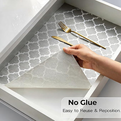 Coavas Shelf and Drawer Liner, Non Slip Extra Grip Non Adhesive Waterproof Thickened Cabinet Mat, Easy Cut for Kitchen Pantry Bathroom Dresser Cupboard (Gray, 12IN x 10FT)