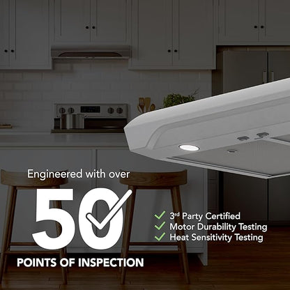Broan-NuTone 30 Inch Alta Under Cabinet Range Hood, ENERGY STAR, 350 Max Blower CFM - Electric Rangehood and Exhaust for Kitchen Stove Cooking and Ventilation, Stainless Steel