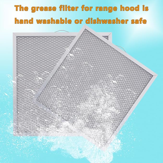2-Pack S99010316 range hood filters by size 11-1/4" x 11-3/4" fit for b-roan Nu-t-one Ken-more range hood grease filters and WA65AF NTK7450000 990721400A etc stove hood filter replacement