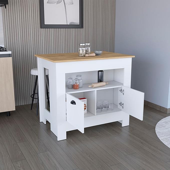 GOWE Arlet Kitchen Island Two Door Cabinet and Shelf