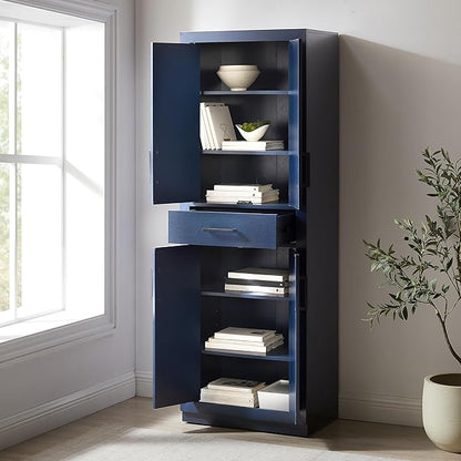 Crosley Furniture Isla Modern Kitchen Storage Pantry Cabinet with Shelves, Dining or Laundry Room, Navy
