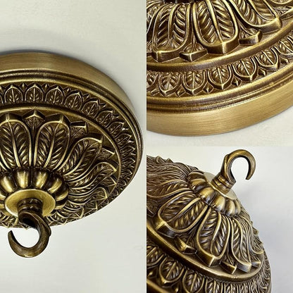 5.9 inches Brass Ceiling Light Canopy Plate, Antique Mounting Canopy Kit for Pendant Light, Hanging Fixture, Chandelier Plate Cover (Retro)
