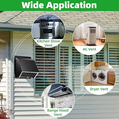 5" Dryer Vent Cover,Outside Dryer Vent Cover for Exterior Wall Vent Hood,Exhaust Vent Cover for Dryer Vents Kitchen Range Hood Vent AC Vent Duct House Air Exhaust,Dryer Vent Kit Through Wall,Black