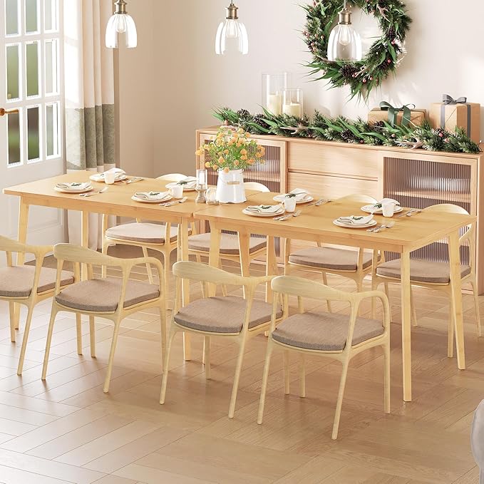 HOOBRO Dining Table, Bamboo Dining Room Table for 4-6, 47.2" Rectangle Kitchen Table, Easy to Assemble, for Dining Room, Living Room, Office, Kitchen, Apartment, Natural YL120CZ01
