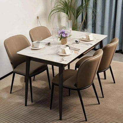 Extendable Dining Room Table, 51”-59”Large Kitchen Table Set for 6 to 8 People，Faux Marble Tabletop Foldable Tables for Conference Room (1 Table Only) (51”-59”)